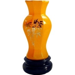 Golden Bamboo Vase - Moonwind by Avon